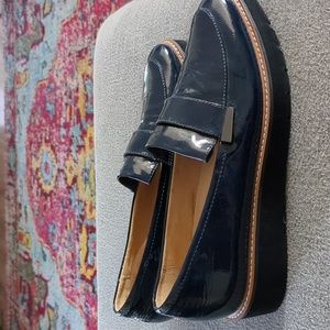 Naturalizer Adiline Navy Leather Platform Loafers